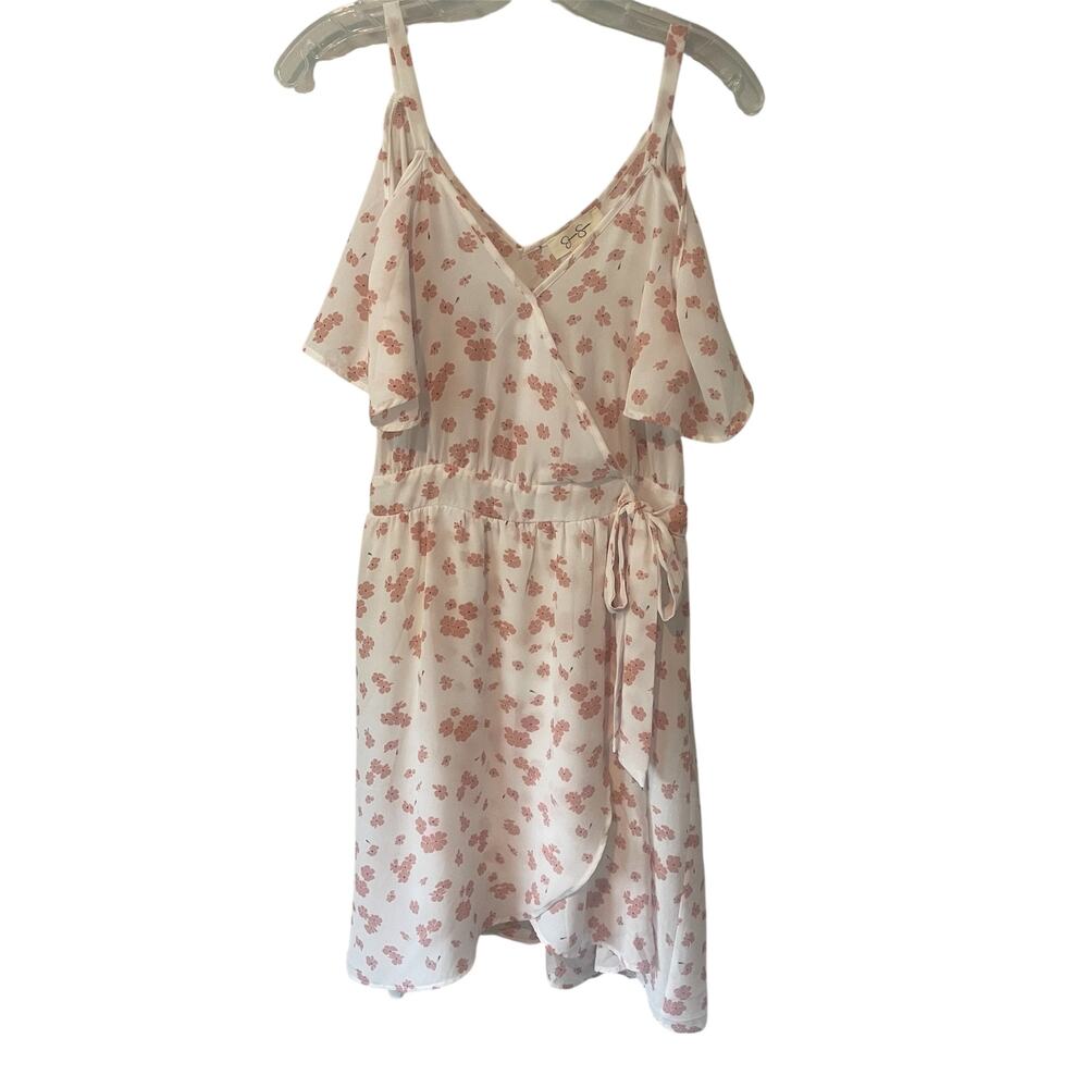 Jessica Simpson Faux Wrap Cold Shoulder Dress Sz M